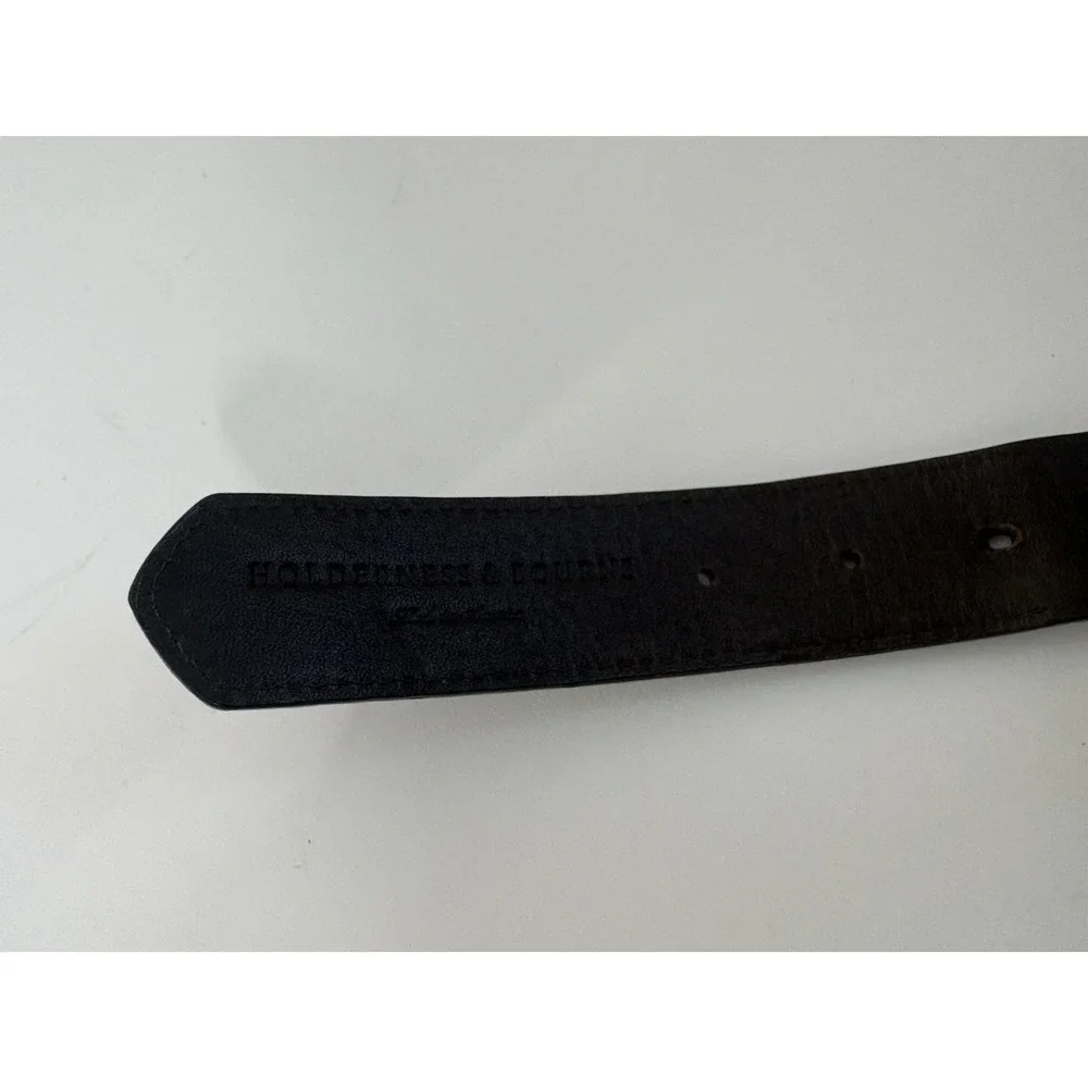 Holderness And Bourne Men 38 Brown Leather Navy Blue Fisher Braided Stretch Belt